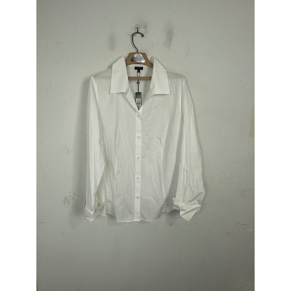 Talbots Woman White Wrinkle Resistant Button Down Shirt French Cuffs 20W NWT